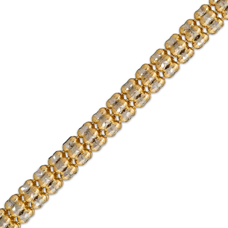 Main Image 2 of 3.85mm Diamond-Cut Ice Bead Chain Bracelet Solid 10K Yellow Gold 8.5"