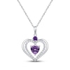 Thumbnail Image 1 of Heart-Shaped Amethyst & White Lab-Created Sapphire Necklace Sterling Silver 18"