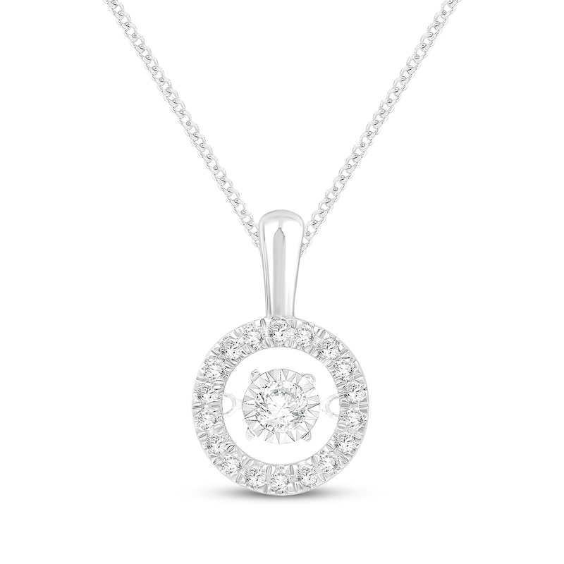 Main Image 1 of Unstoppable Love Lab-Grown Diamond Halo Necklace 1/4 ct tw 10K White Gold 19"