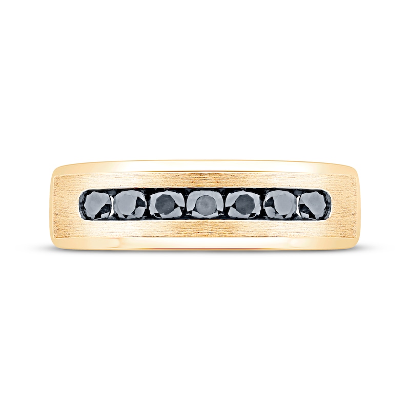 Main Image 3 of Adore Men's Black Diamond Brushed Wedding Band 1/2 ct tw 10K Yellow Gold