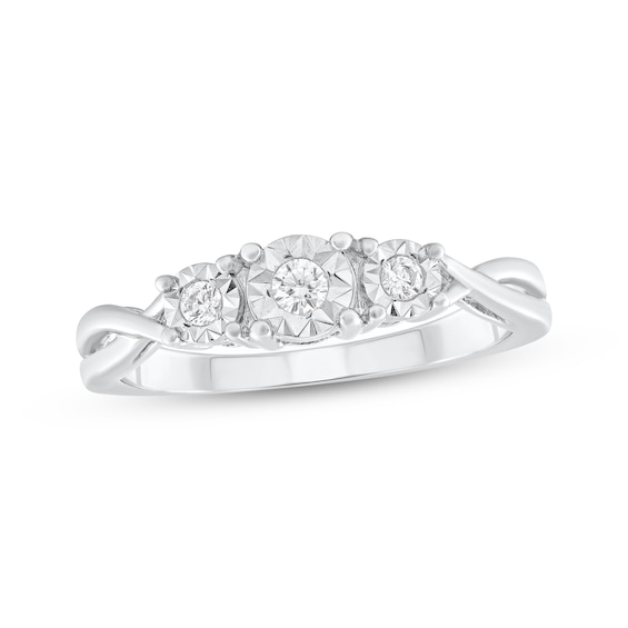 Adore Round-Cut Diamond Three-Stone Engagement Ring 1/15 ct tw Sterling Silver