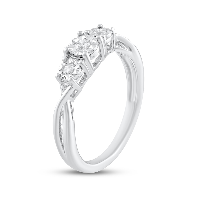 Main Image 2 of Adore Round-Cut Diamond Three-Stone Engagement Ring 1/15 ct tw Sterling Silver