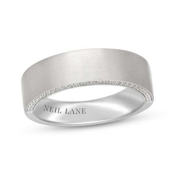 Neil Lane Men's Diamond Brushed-Finish Wedding Band 1/5 ct tw 14K White Gold