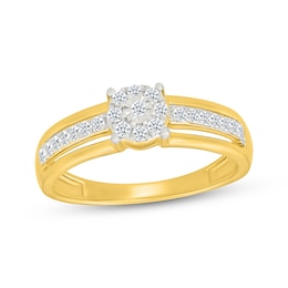 Multi-Diamond Promise Ring 1/5 ct tw 24K Yellow Gold Vermeil Sterling Silver
