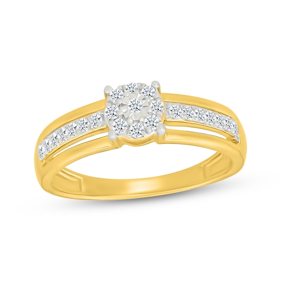 Multi-Diamond Promise Ring 1/5 ct tw 24K Yellow Gold Vermeil Sterling Silver