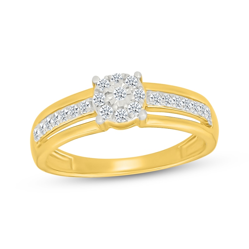 Main Image 1 of Multi-Diamond Promise Ring 1/5 ct tw 24K Yellow Gold Vermeil Sterling Silver