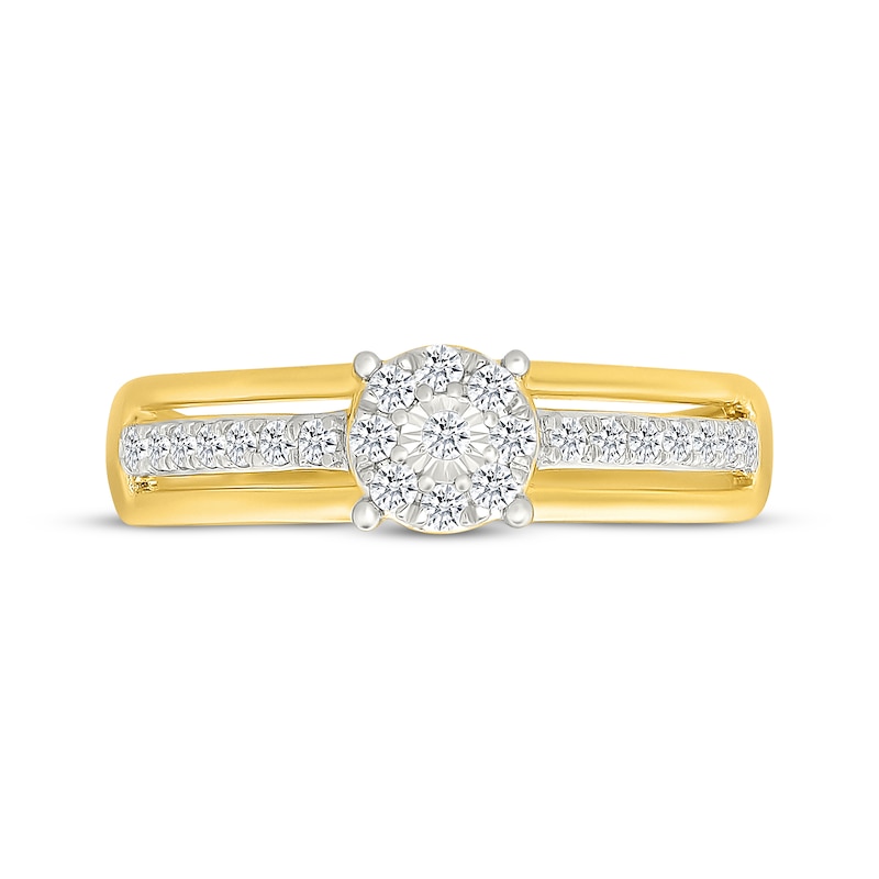 Main Image 4 of Multi-Diamond Promise Ring 1/5 ct tw 24K Yellow Gold Vermeil Sterling Silver