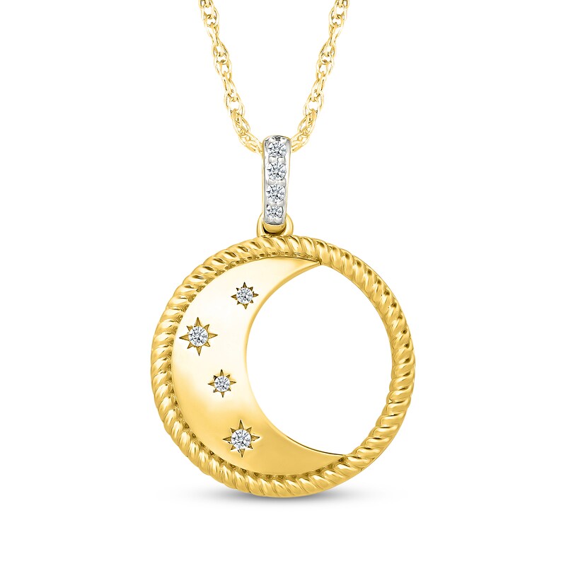 Main Image 1 of Diamond Crescent Moon Necklace 1/20 ct tw 24K Yellow Gold Vermeil Sterling Silver 18"