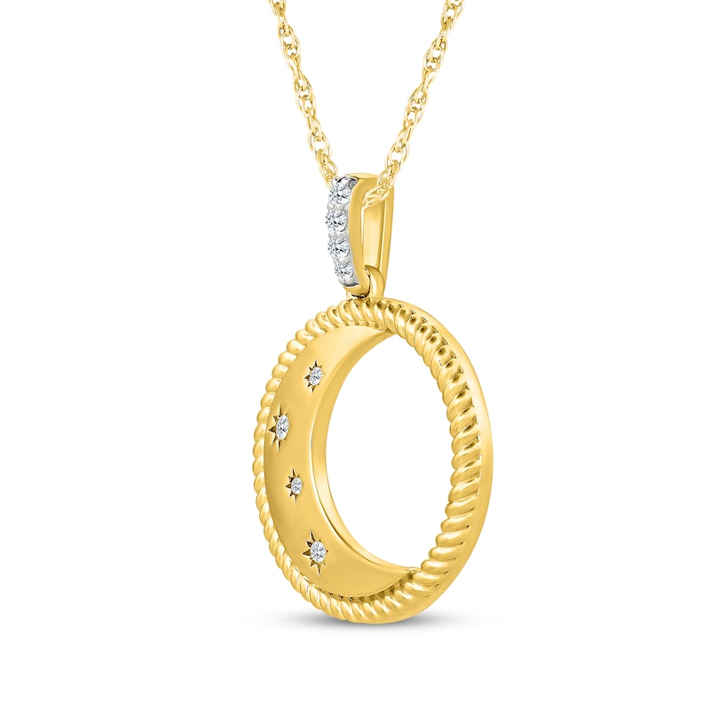 Main Image 2 of Diamond Crescent Moon Necklace 1/20 ct tw 24K Yellow Gold Vermeil Sterling Silver 18"