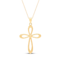 Twisted Cross Necklace 10K Yellow Gold 18"