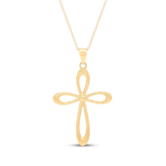 Twisted Cross Necklace 10K Yellow Gold 18"