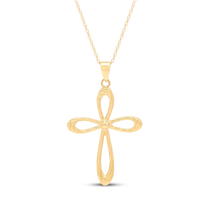 Main Image 1 of Twisted Cross Necklace 10K Yellow Gold 18"