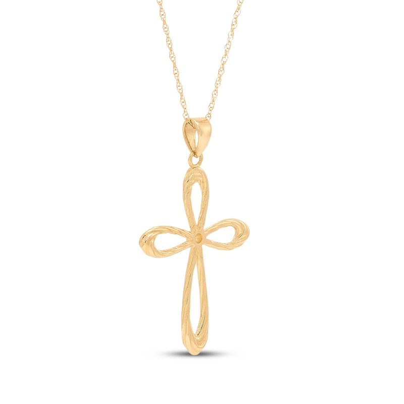 Main Image 3 of Twisted Cross Necklace 10K Yellow Gold 18"