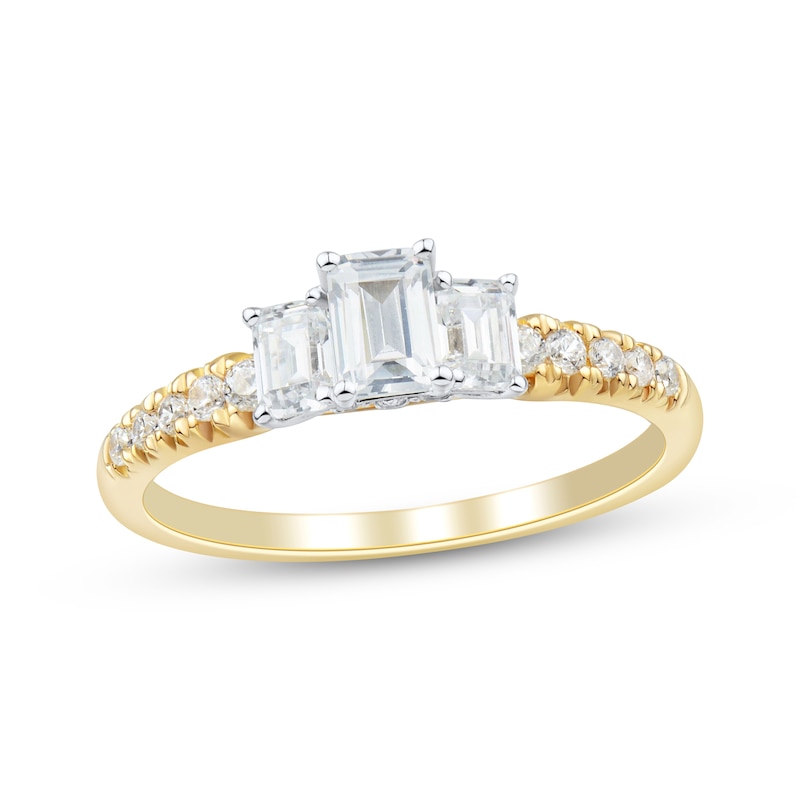 Main Image 1 of Adore Emerald-Cut Diamond Three-Stone Engagement Ring 1 ct tw 14K Yellow Gold