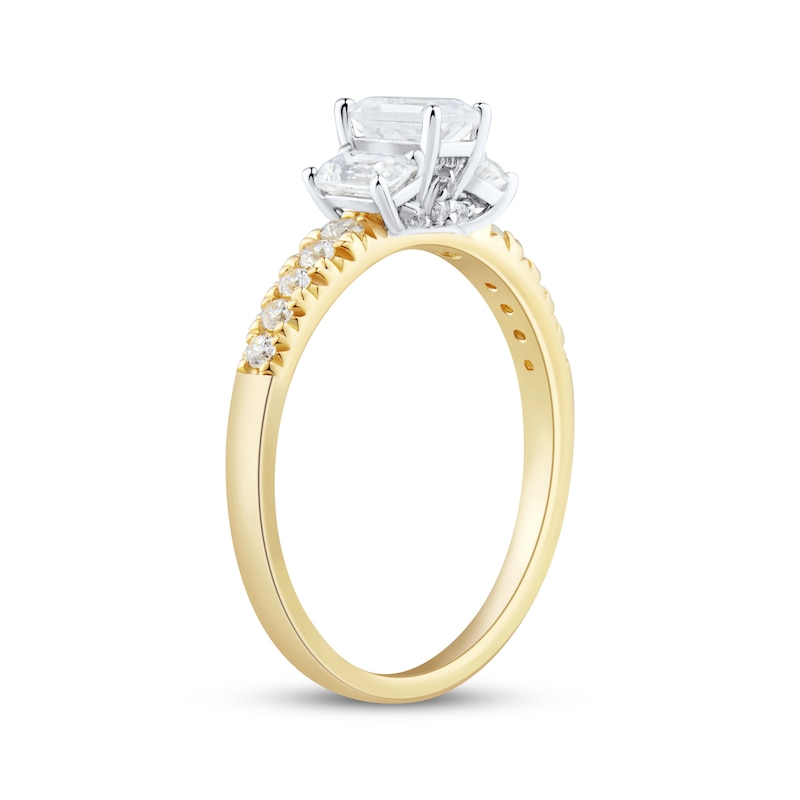 Main Image 2 of Adore Emerald-Cut Diamond Three-Stone Engagement Ring 1 ct tw 14K Yellow Gold