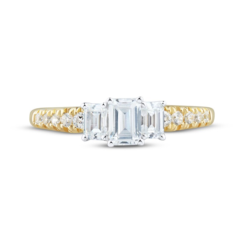 Main Image 3 of Adore Emerald-Cut Diamond Three-Stone Engagement Ring 1 ct tw 14K Yellow Gold