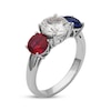 Thumbnail Image 2 of White & Blue Lab-Created Sapphire, Lab-Created Ruby Three-Stone Ring Sterling Silver