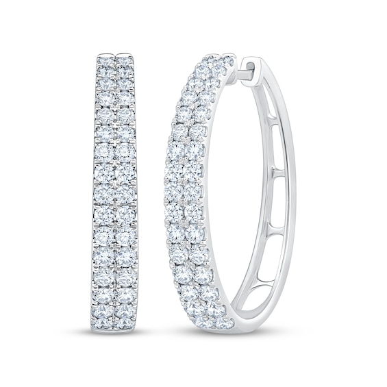 KAY Lab-Grown Diamonds Two-Row Oval Hoop Earrings 2 ct tw 10K White Gold