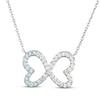 Thumbnail Image 1 of Blue Topaz & White Lab-Created Sapphire Ombré Infinity Hearts Necklace Sterling Silver 18"