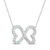 Thumbnail Image 2 of Blue Topaz & White Lab-Created Sapphire Ombré Infinity Hearts Necklace Sterling Silver 18"