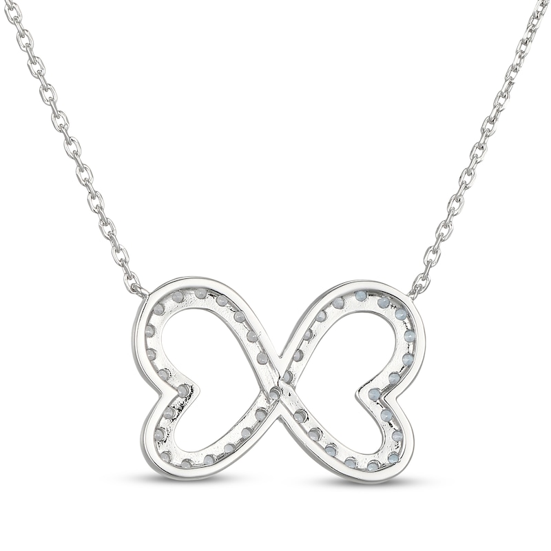 Main Image 3 of Blue Topaz & White Lab-Created Sapphire Ombré Infinity Hearts Necklace Sterling Silver 18"