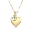 Thumbnail Image 1 of Aquamarine & Puff Heart Charm Toggle Necklace 24K Yellow Gold Vermeil Sterling Silver 18"