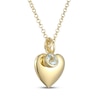 Thumbnail Image 2 of Aquamarine & Puff Heart Charm Toggle Necklace 24K Yellow Gold Vermeil Sterling Silver 18"