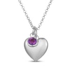 Thumbnail Image 1 of Amethyst & Puff Heart Charm Toggle Necklace Sterling Silver 18"