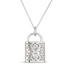 Thumbnail Image 3 of Heart-Shaped & Round-Cut White Lab-Created Sapphire Padlock Necklace Sterling Silver 18"