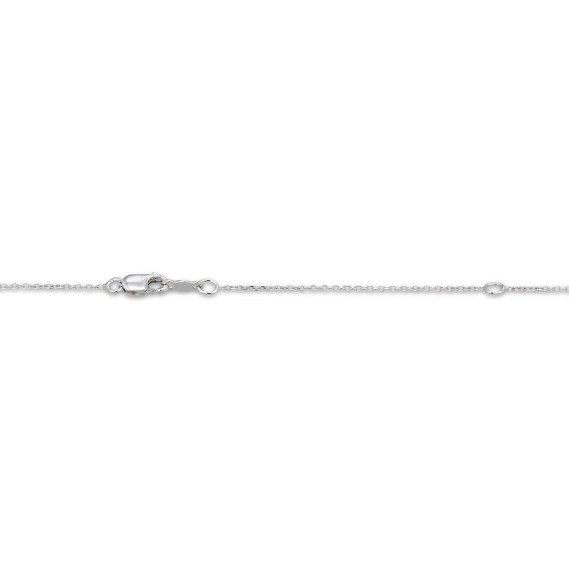 Main Image 4 of Heart-Shaped & Round-Cut White Lab-Created Sapphire Padlock Necklace Sterling Silver 18"