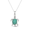 Thumbnail Image 1 of Lab-Created Emerald Sea Turtle Necklace Sterling Silver 18"