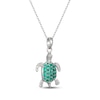Thumbnail Image 2 of Lab-Created Emerald Sea Turtle Necklace Sterling Silver 18"