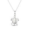 Thumbnail Image 3 of Lab-Created Emerald Sea Turtle Necklace Sterling Silver 18"