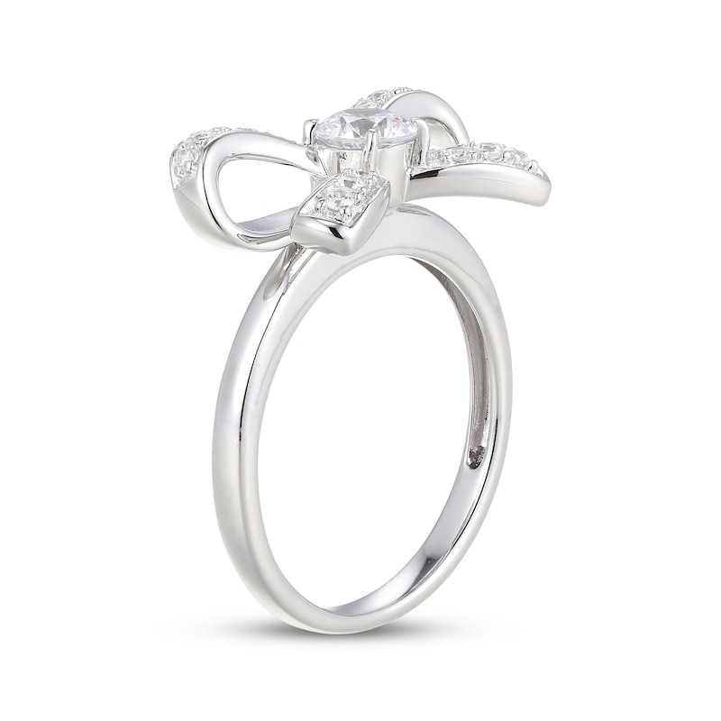 Main Image 2 of White Lab-Created Sapphire Bow Ring Sterling Silver