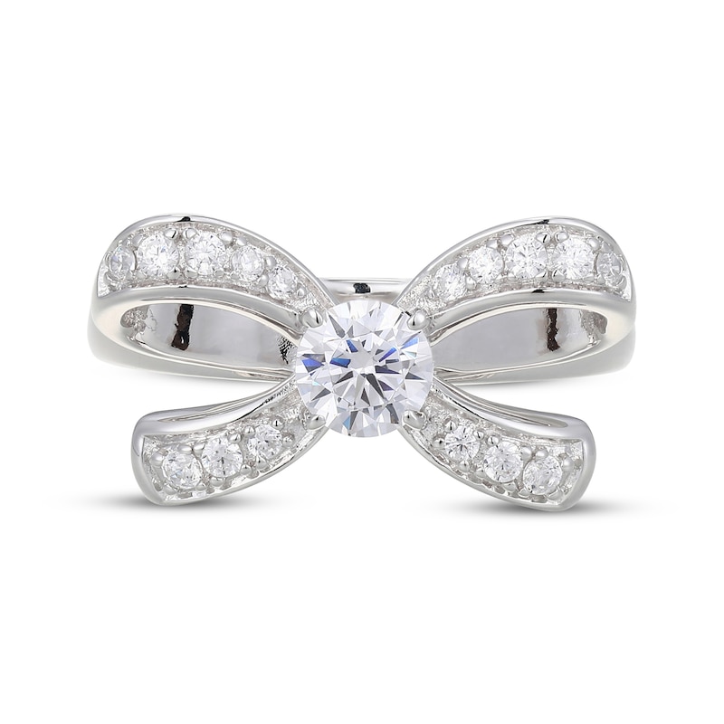 Main Image 3 of White Lab-Created Sapphire Bow Ring Sterling Silver