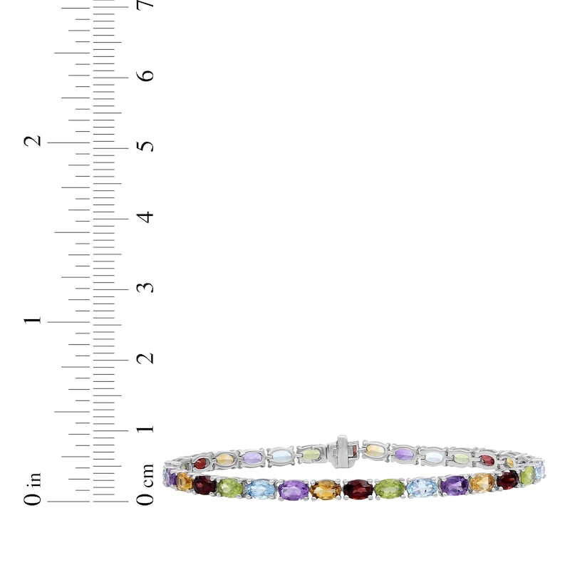 Main Image 3 of Oval-Cut Amethyst, Citrine, Garnet, Peridot & Sky Blue Topaz Rainbow Bracelet Sterling Silver 7.5"