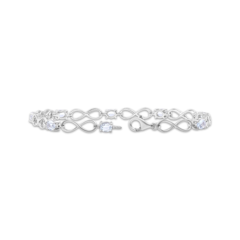 Main Image 2 of Oval-Cut Aquamarine and Diamond Accent Infinity Bracelet Sterling Silver 7.5"