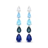 Thumbnail Image 2 of Pear-Shaped Multi-Shade Blue Topaz, Blue and White Lab-Created Sapphire Drop Earrings Sterling Silver