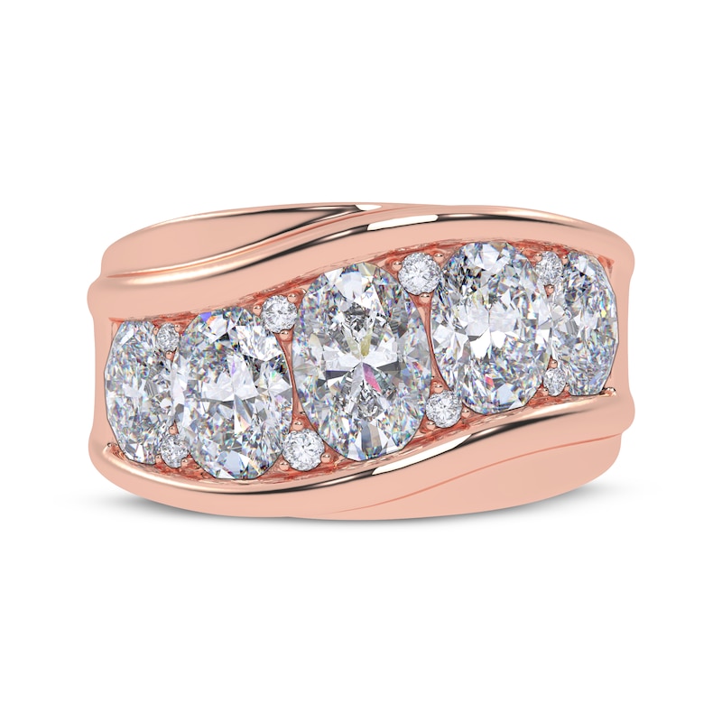 Main Image 4 of Adore Men's Lab-Grown Diamonds Oval- & Round-Cut Wedding Band 5 ct tw 14K Rose Gold