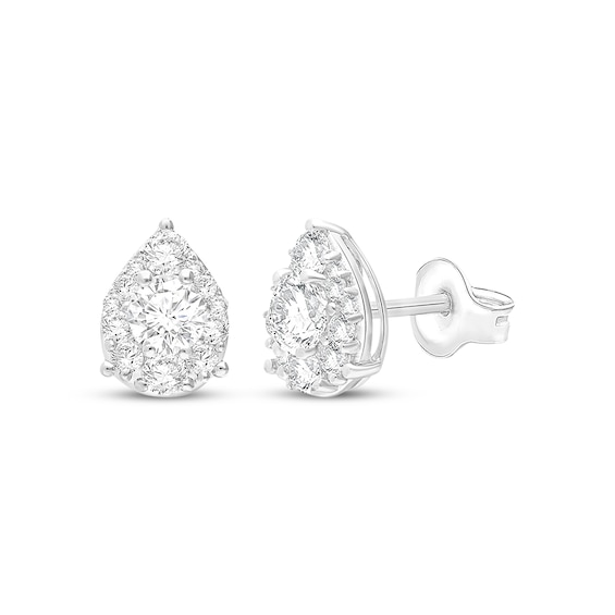 KAY Lab-Grown Diamonds Pear-Shaped Halo Stud Earrings 1 ct tw 10K White Gold