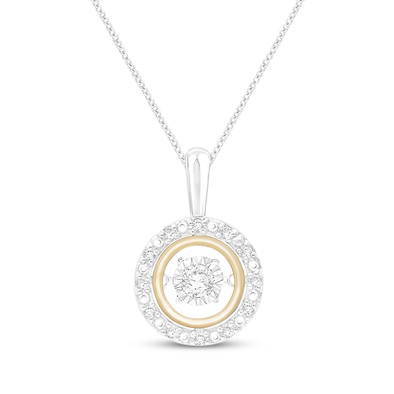 Unstoppable Love Lab-Grown Diamond Halo Necklace 1/4 ct tw Sterling Silver & 10K Yellow Gold 19"