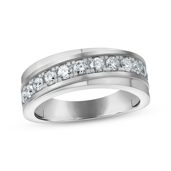 Adore Lab-Grown Diamonds Men's Diagonal Stripe Wedding Band 1 ct tw 14K White Gold
