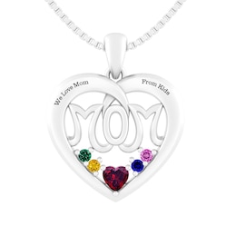 Birthstone Mom Necklace (2-5 Stones and 2 Lines)