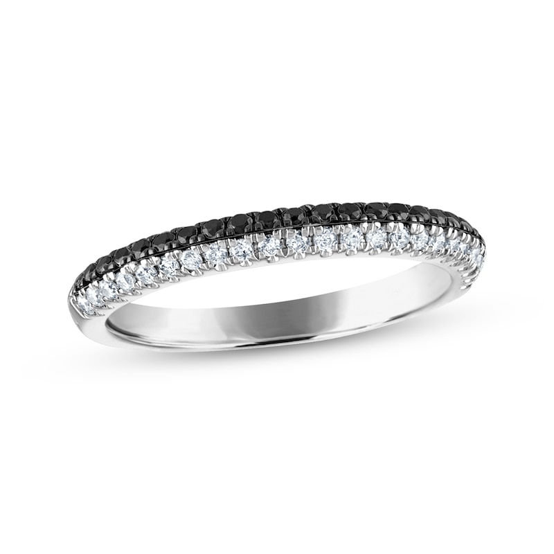 Main Image 1 of Black & White Diamond Anniversary Band 1/3 ct tw 10K White Gold