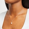 Thumbnail Image 2 of Cultured Pearl & Round-Cut Diamond Drop Necklace 1/20 ct tw 10K Yellow Gold 18“