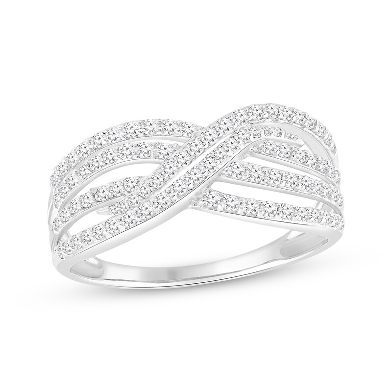 Diamond Crossover Multi-Row Ring 1/2 ct tw 10K White Gold