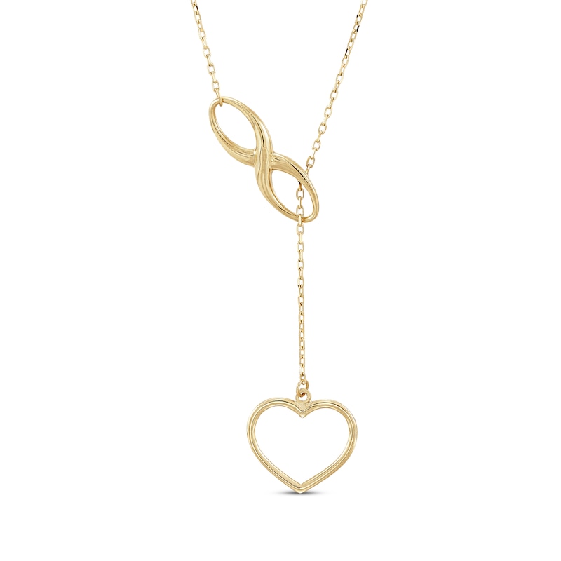 Main Image 1 of Infinity & Heart Lariat Necklace 10K Yellow Gold 19"