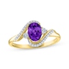 Thumbnail Image 1 of Oval-Cut Amethyst & Diamond Bypass Ring 1/15 ct tw 10K Yellow Gold