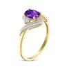 Thumbnail Image 2 of Oval-Cut Amethyst & Diamond Bypass Ring 1/15 ct tw 10K Yellow Gold