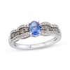 Thumbnail Image 1 of Le Vian Chocolate Waterfall Oval-Cut Blue Sapphire Ring 1/2 ct tw Diamonds 14K Vanilla Gold